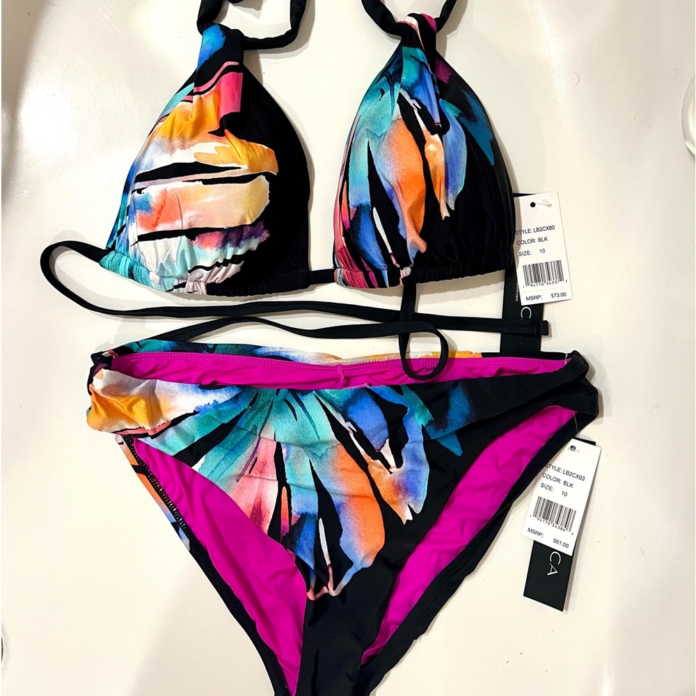 LA BLANCA 4 10 14 16 Prism Palm Two Piece Bikini Swimsuit $134